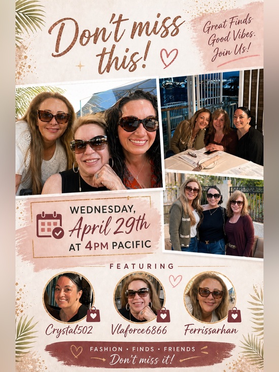 Handbags - VICKIE, CRYSTAL, AND FERRIS LIVE SHOW LISTING FOR APRIL 29